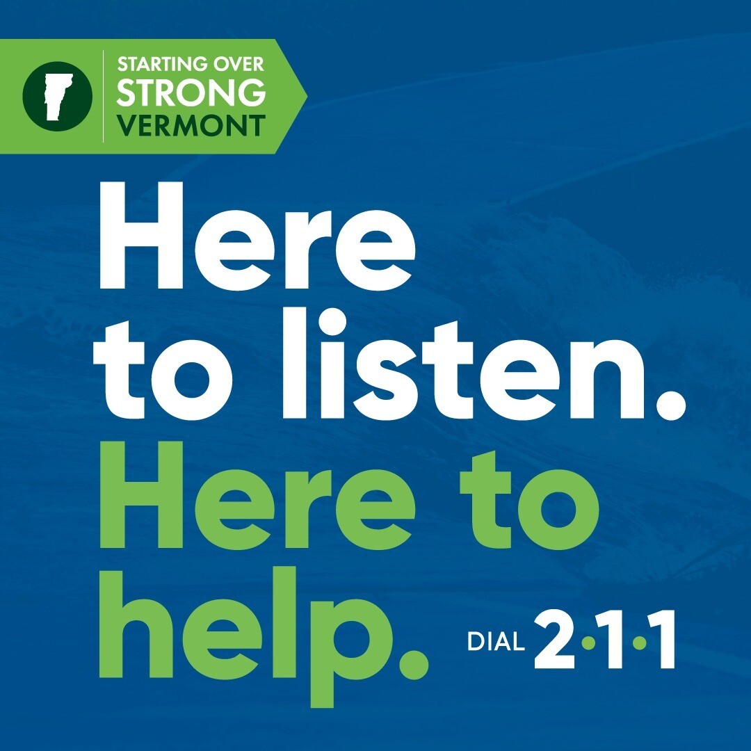 Complete SOS graphic with Here to listen. Here to help. Dial 211.